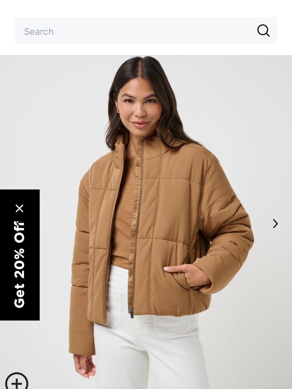 Travis Mathew Women's Puffer Jacket in Camel